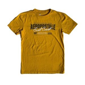 Aeropostale Mustard Colored Short Sleeve Tee with Graphic Design